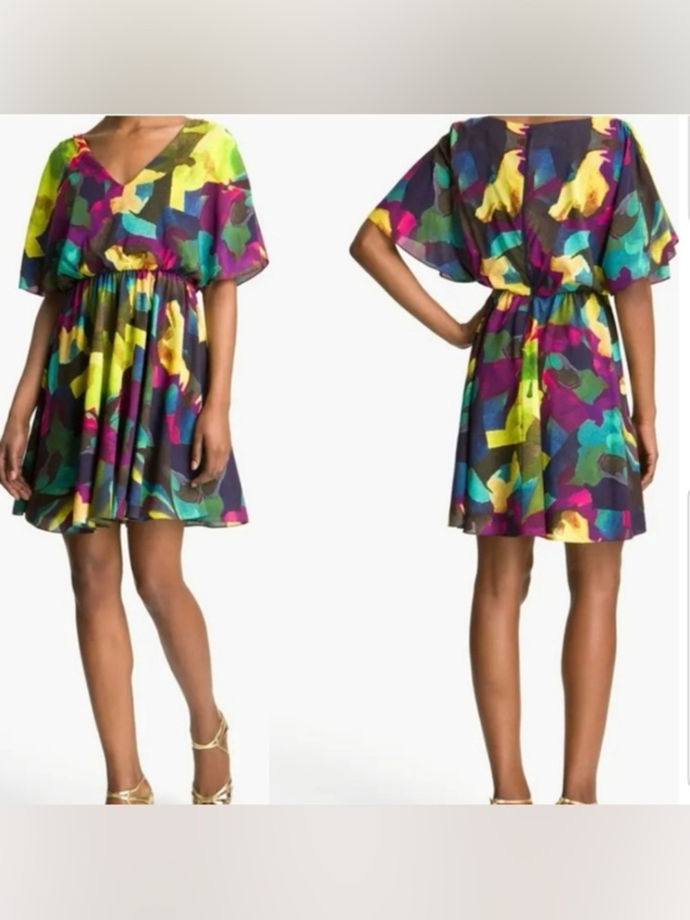 Alice + Olivia Multicolor Abstract Floral Mini Dress